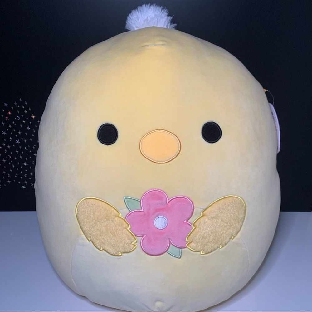 Squishmallow chick 
The Yellow Chick 16 Inch Plush